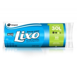 Saco de Lixo Biolar Azul 30 Litros 50un